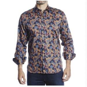 Luchiano Visconti Casual Shirt Big & Tall XLT Multi Geometric Circles